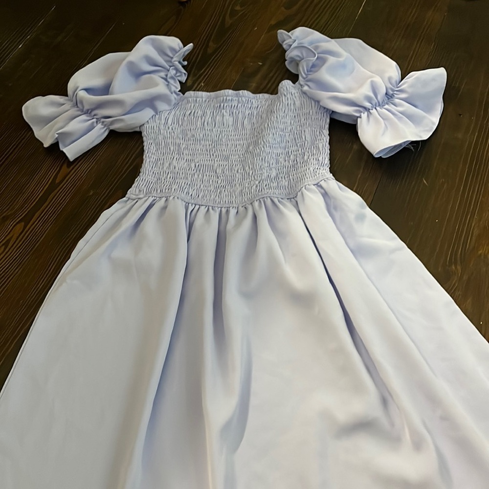 periwinkle puff sleeve mini dress